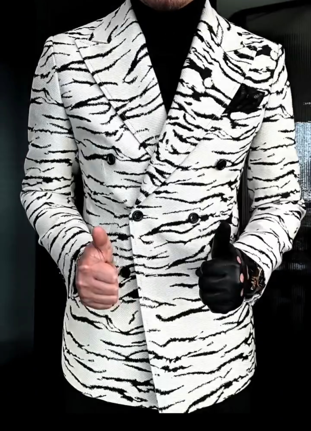 Zebra-print suit jacket