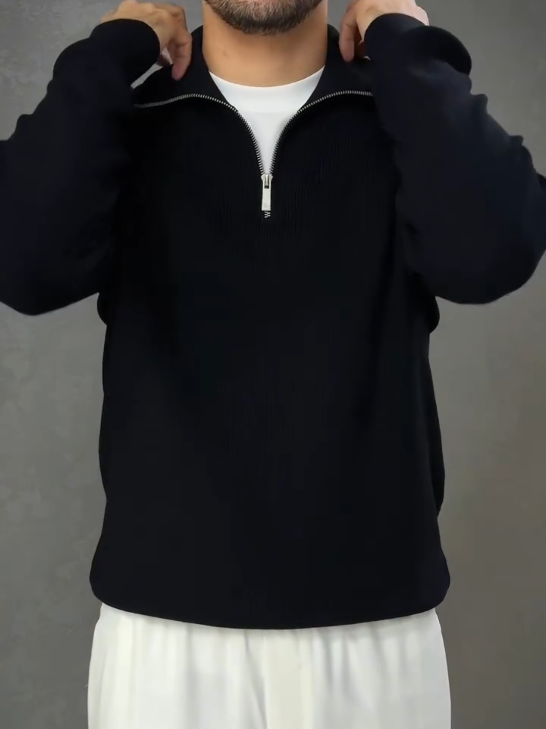 Thickened half-high zipper sweater