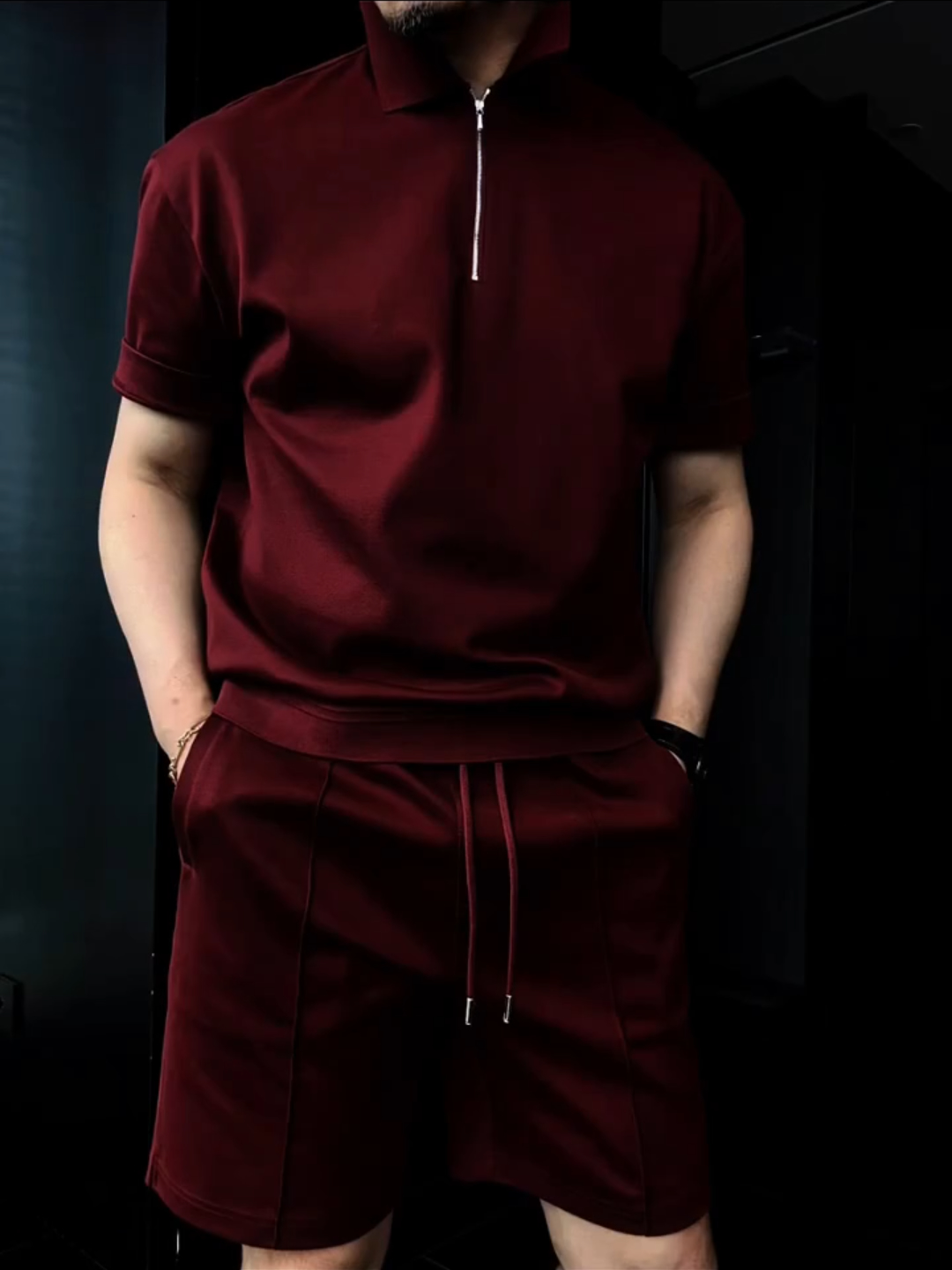 Lapel shirt and shorts suit