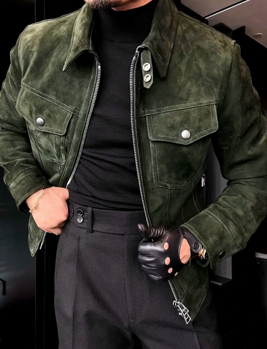 Corduroy collar jacket