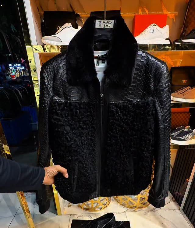 Python skin lamb wool coat