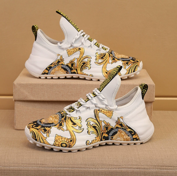 Trendy and fashionable printed thick-soled men's shoes