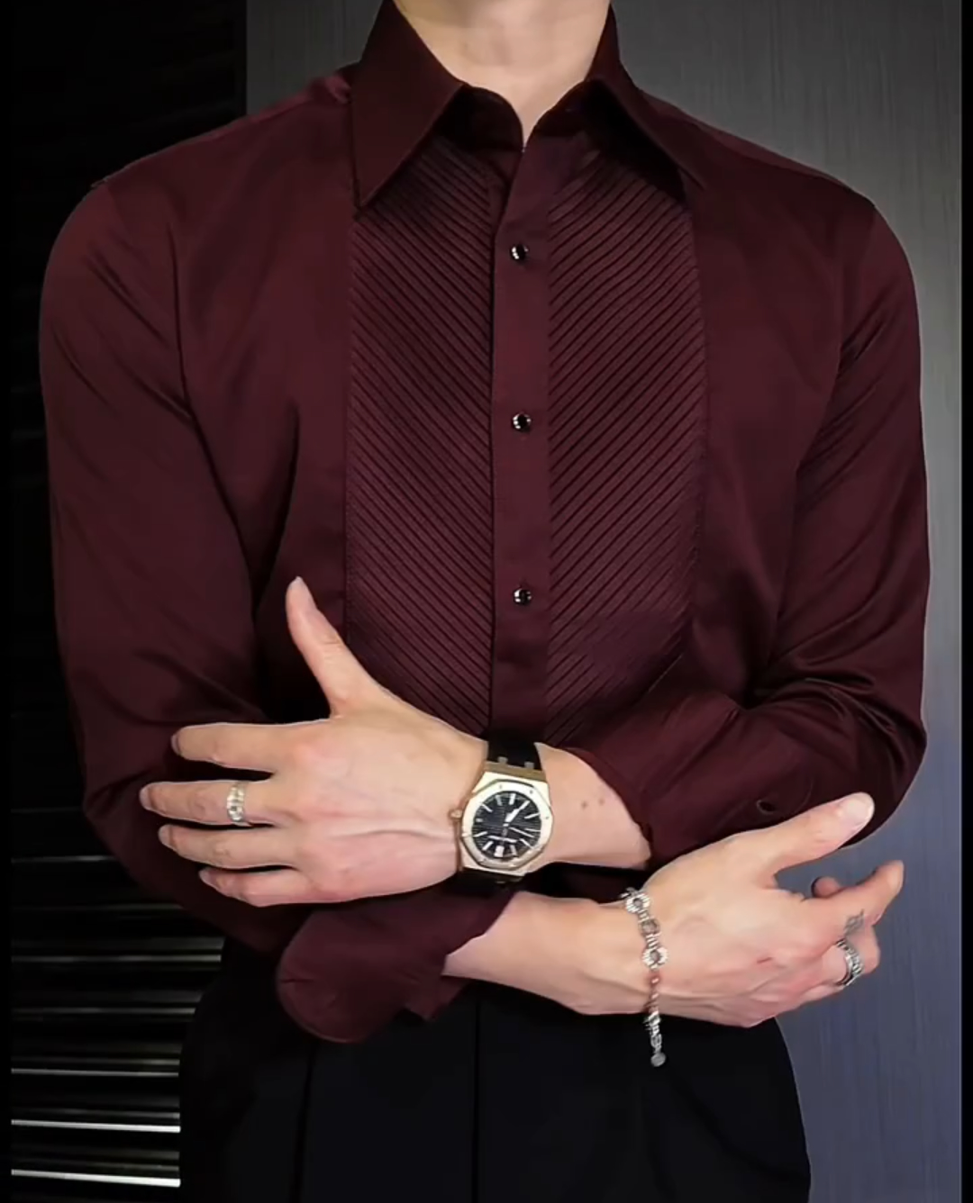 Men's solid color high-end shirt