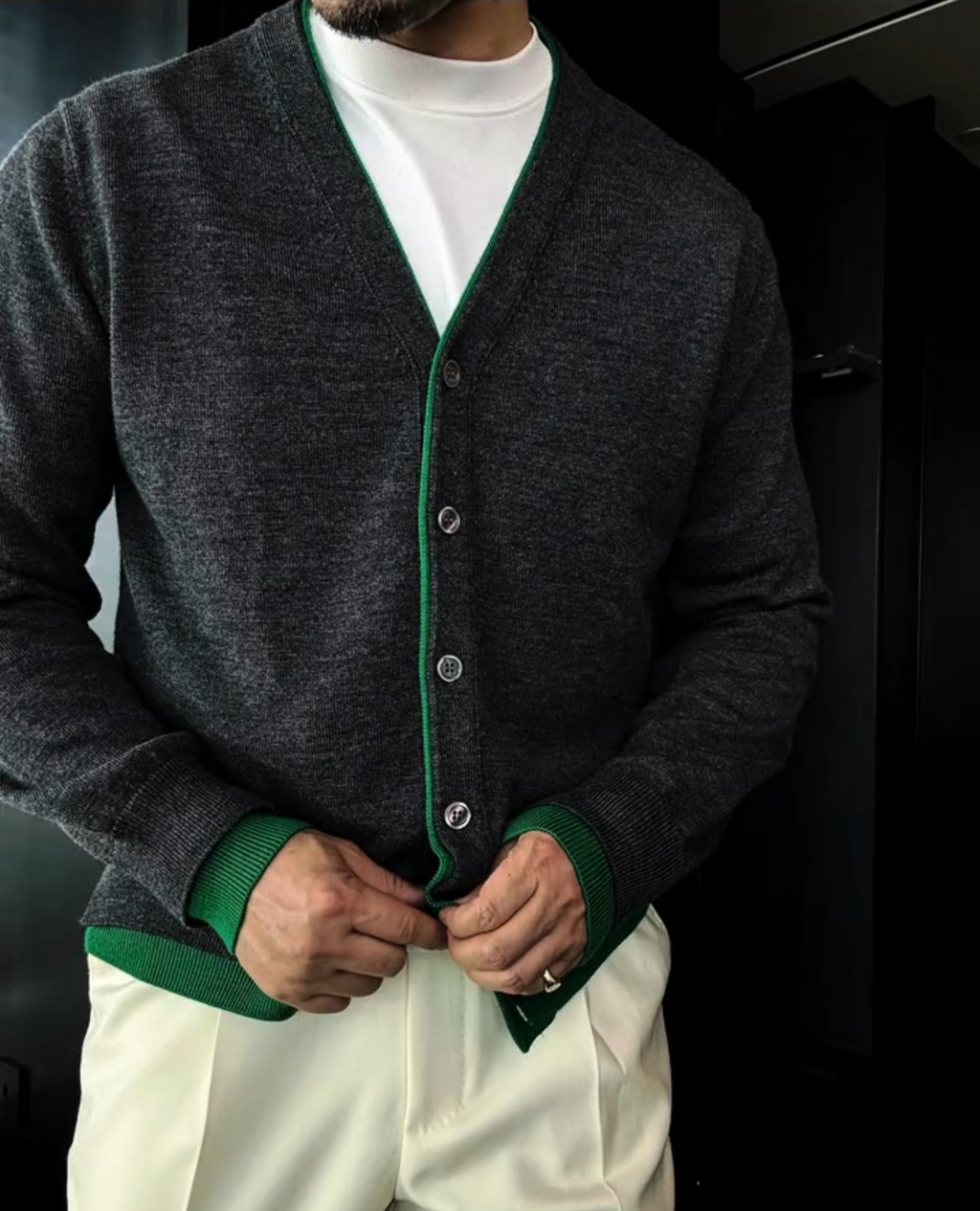 Colorblock Baseball Knit Cardigan