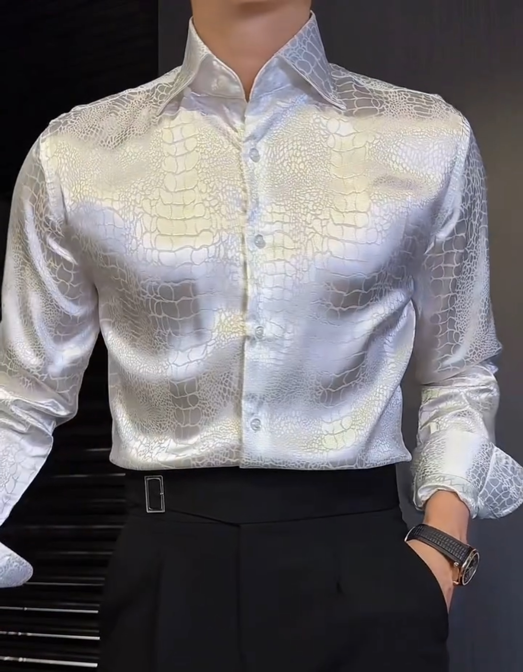 Men's crocodile print shirt