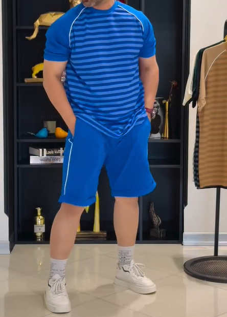 Men's Comfy Elastic Striped 2pc Set