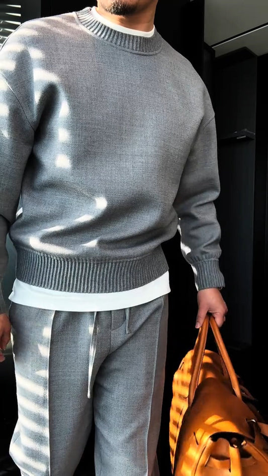 Round neck sweatshirt casual suit（Top+Pants）