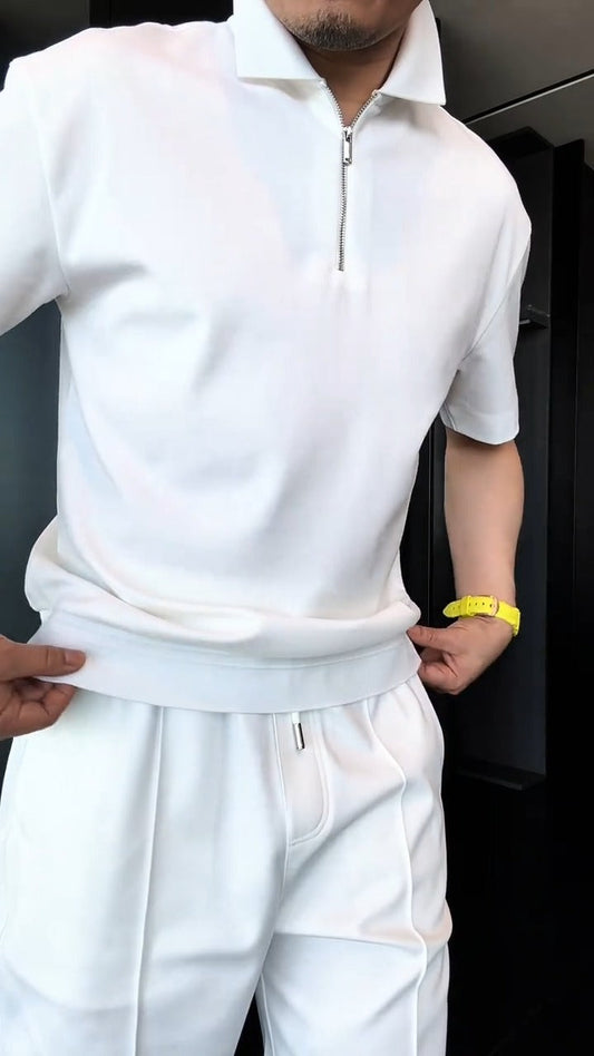 Lapel shirt and shorts suit