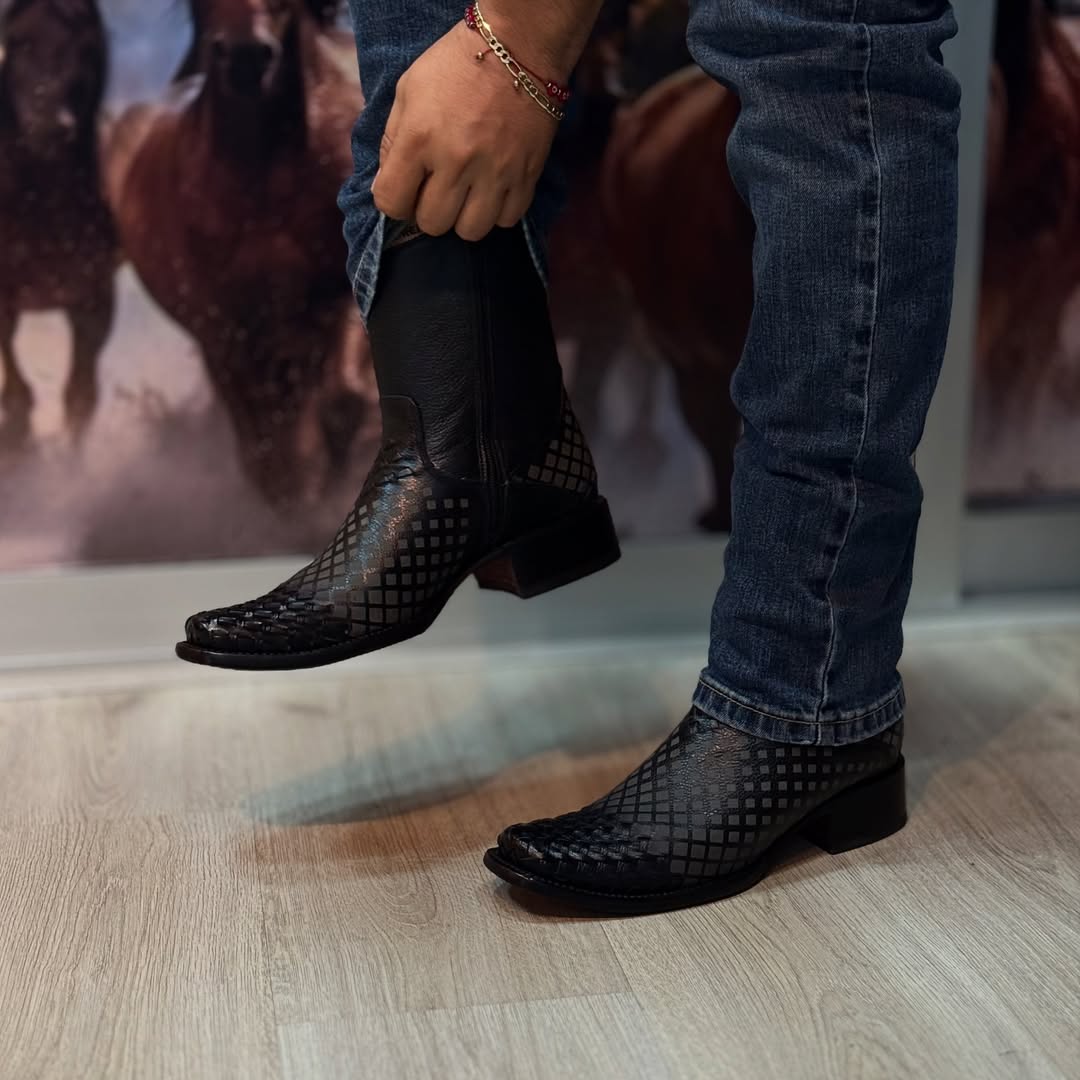 Premium deerskin cowboy boots