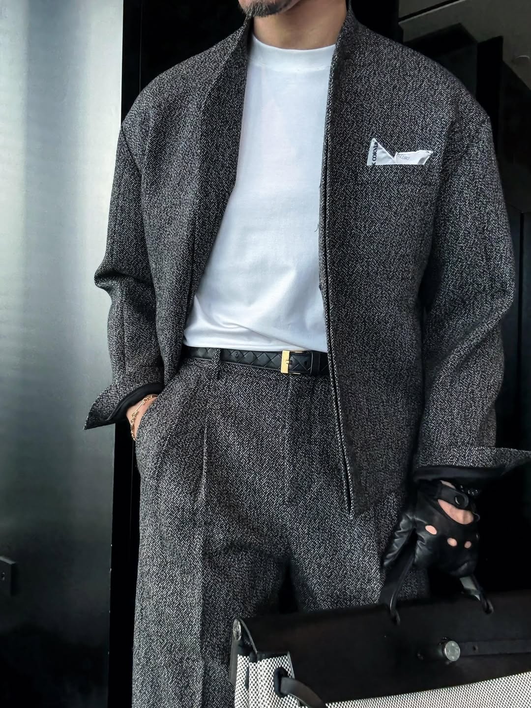 Stand collar casual jacket + trousers two-piece set（2）