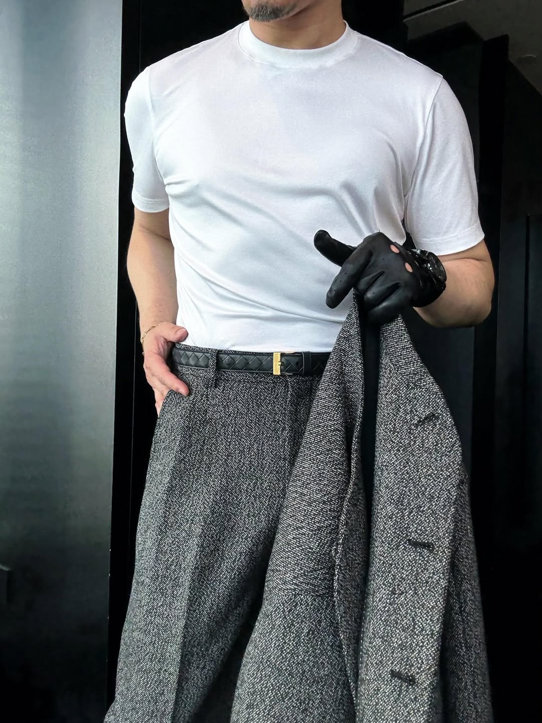 Stand collar casual jacket + trousers two-piece set