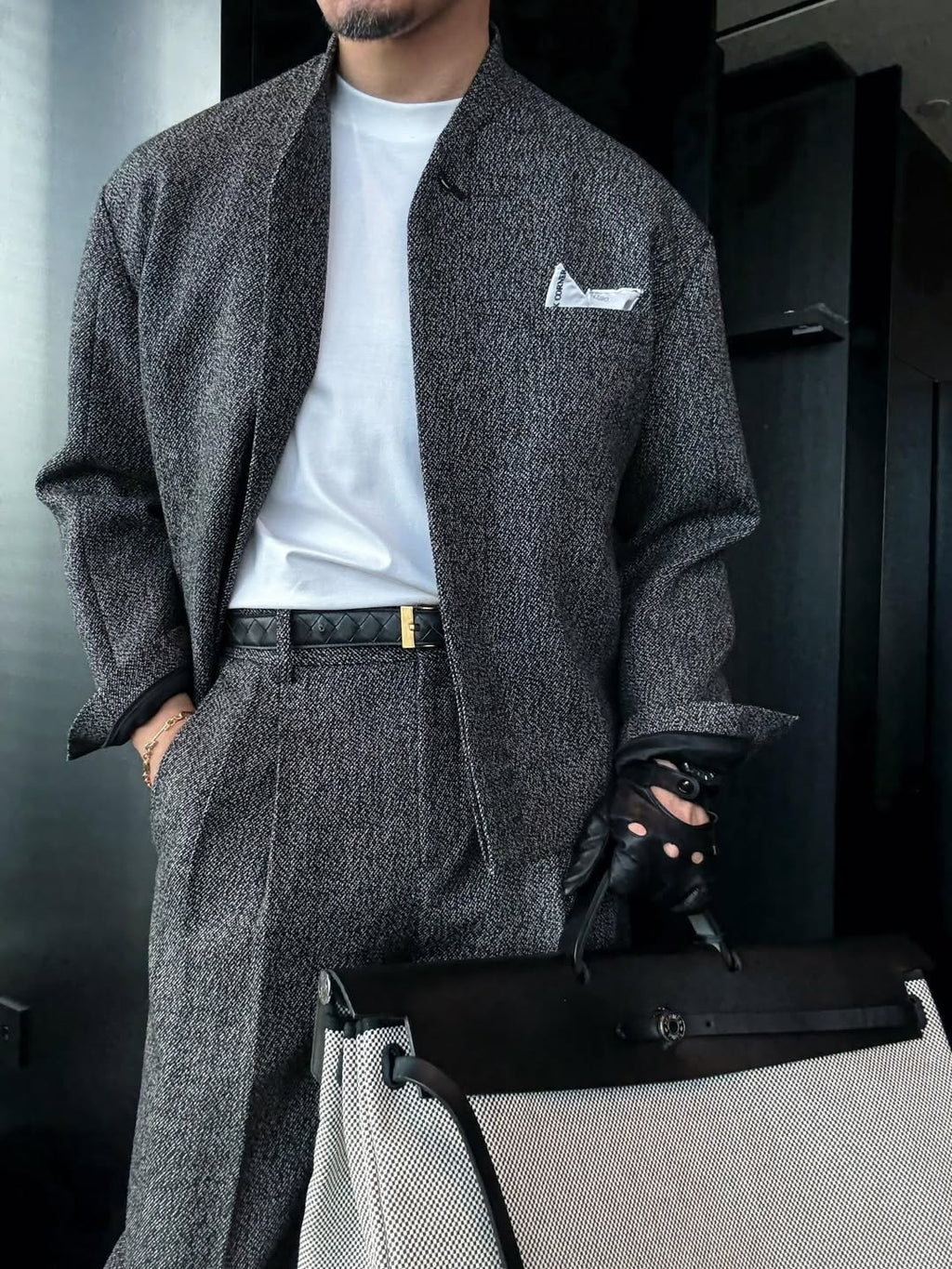 Stand collar casual jacket + trousers two-piece set（2）