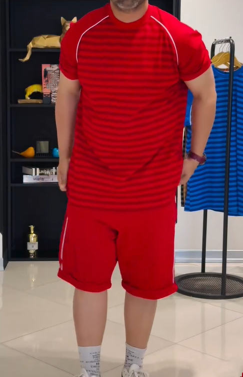 Men's Comfy Elastic Striped 2pc Set