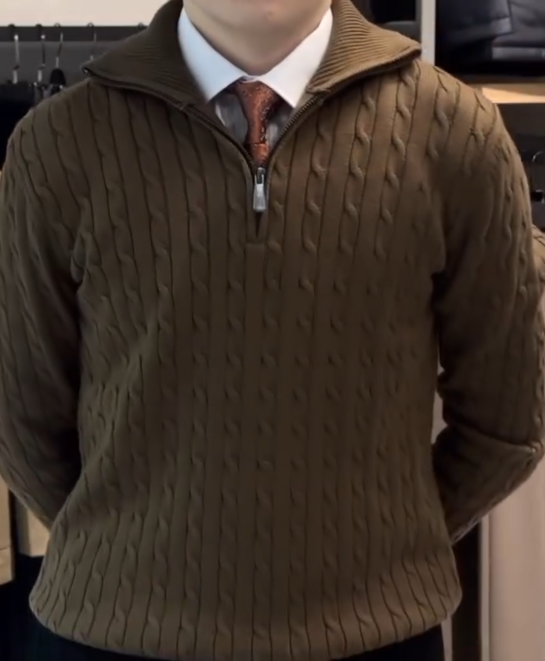 Half-zip knit sweater