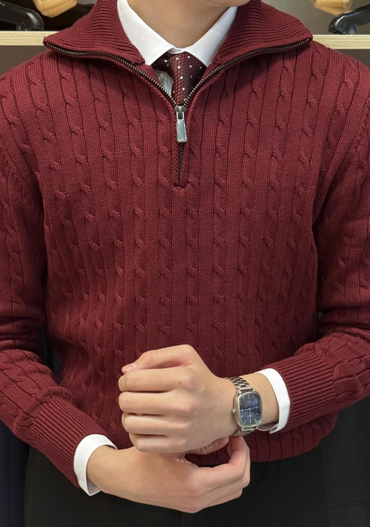 Half-zip knit sweater