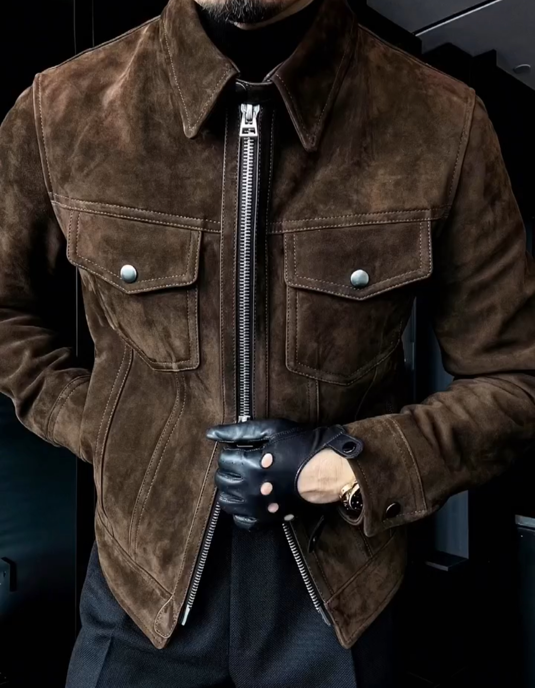 Corduroy collar jacket