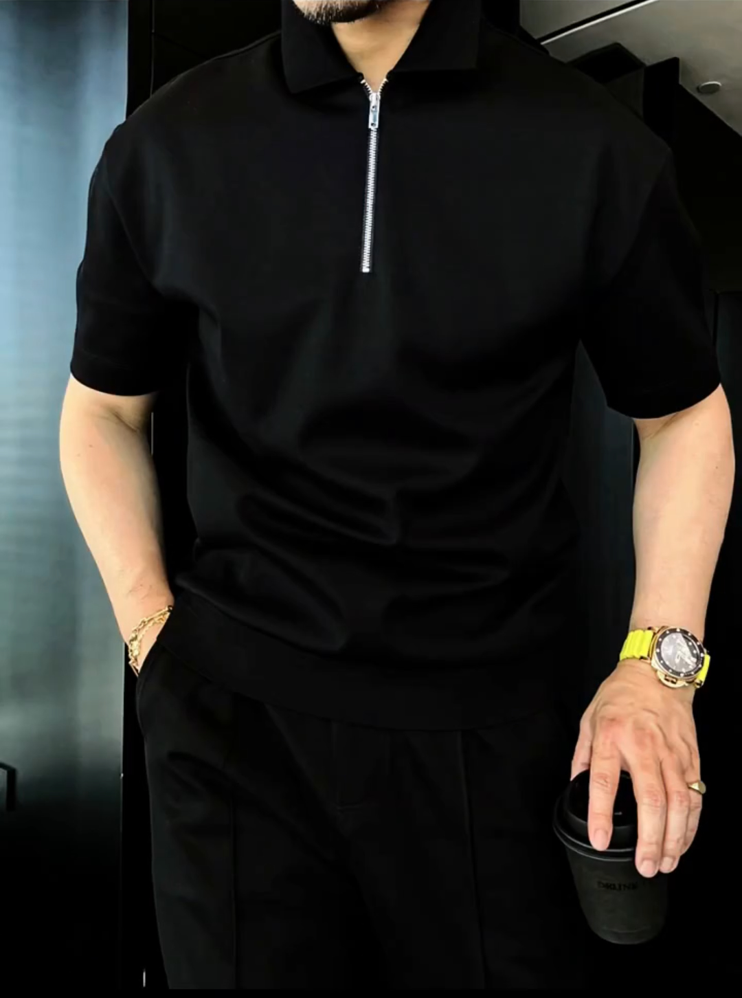 Lapel shirt and shorts suit