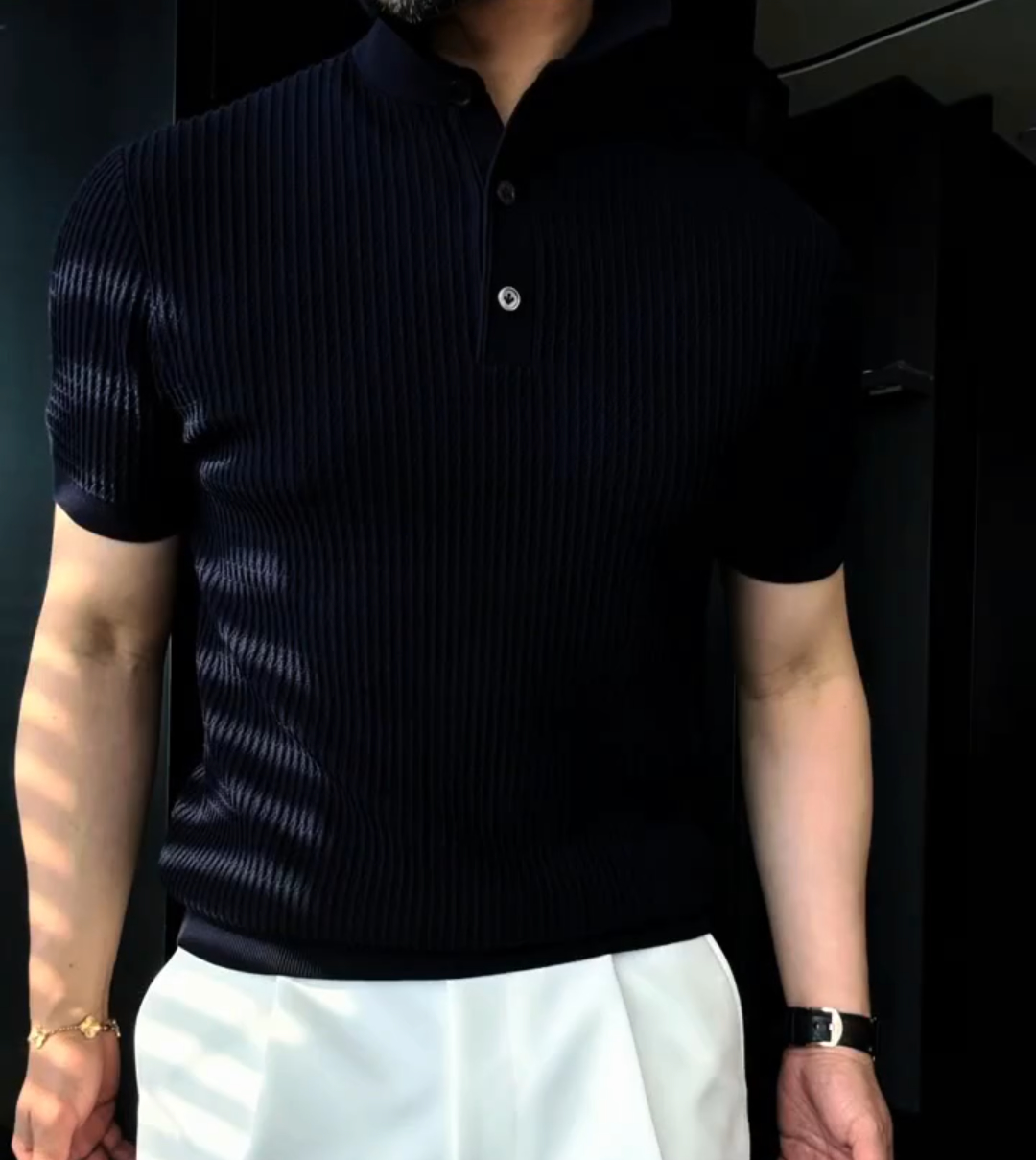 Breathable mesh knit golf sweater short sleeve