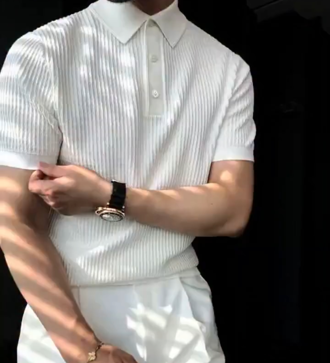 Breathable mesh knit golf sweater short sleeve