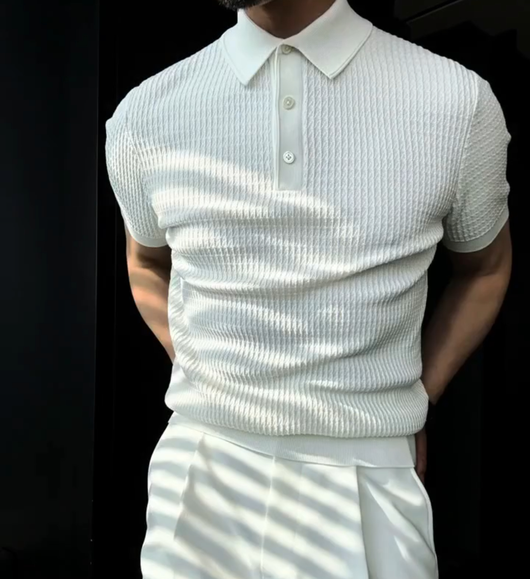 Breathable mesh knit golf sweater short sleeve