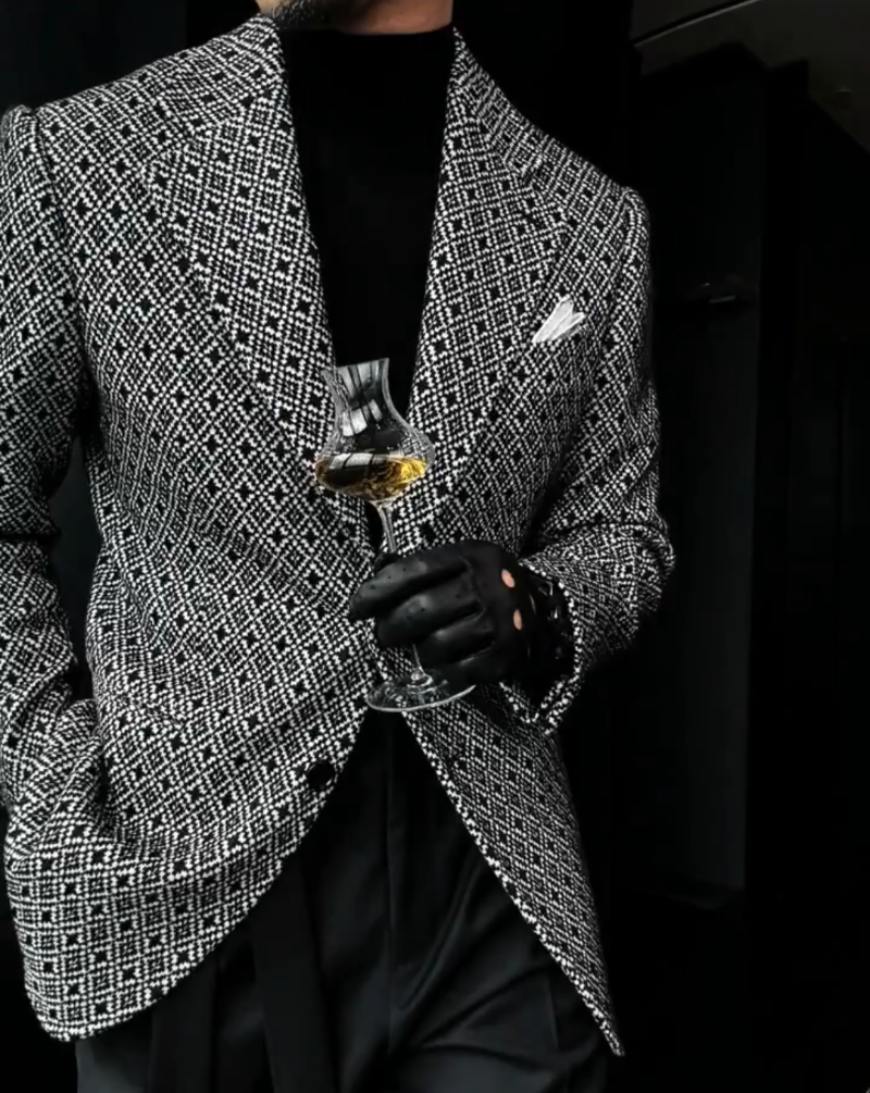 Diamond jacquard blazer