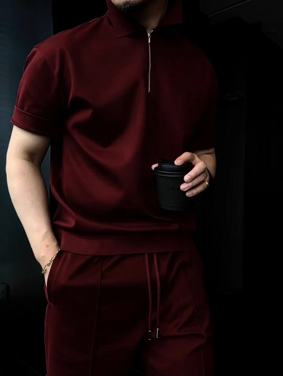 Lapel shirt and shorts suit