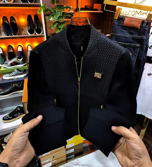 Stand collar wheat ear pattern jacket