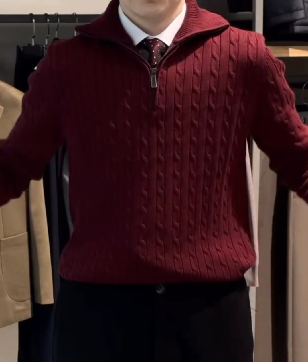 Half-zip knit sweater