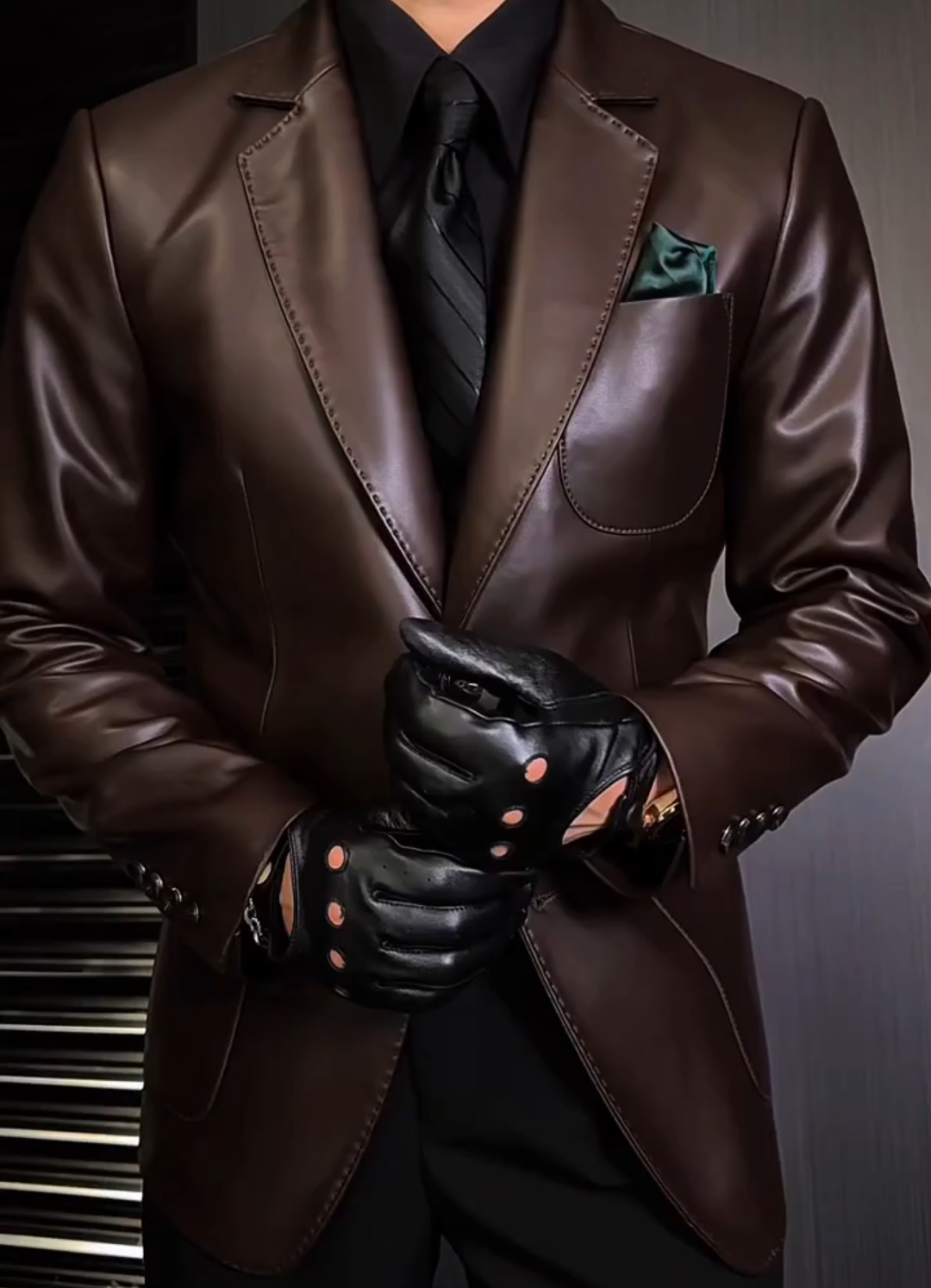 Slim-fit leather jacket
