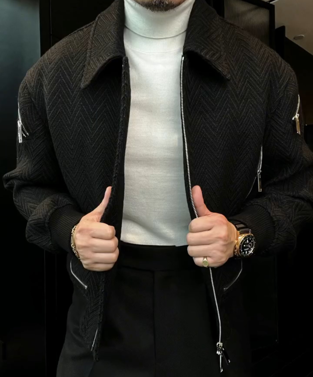 Windproof stand-up collar zip-up jacket