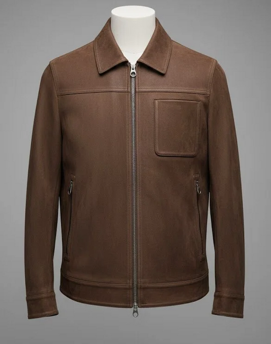 Brown suede leather jacket
