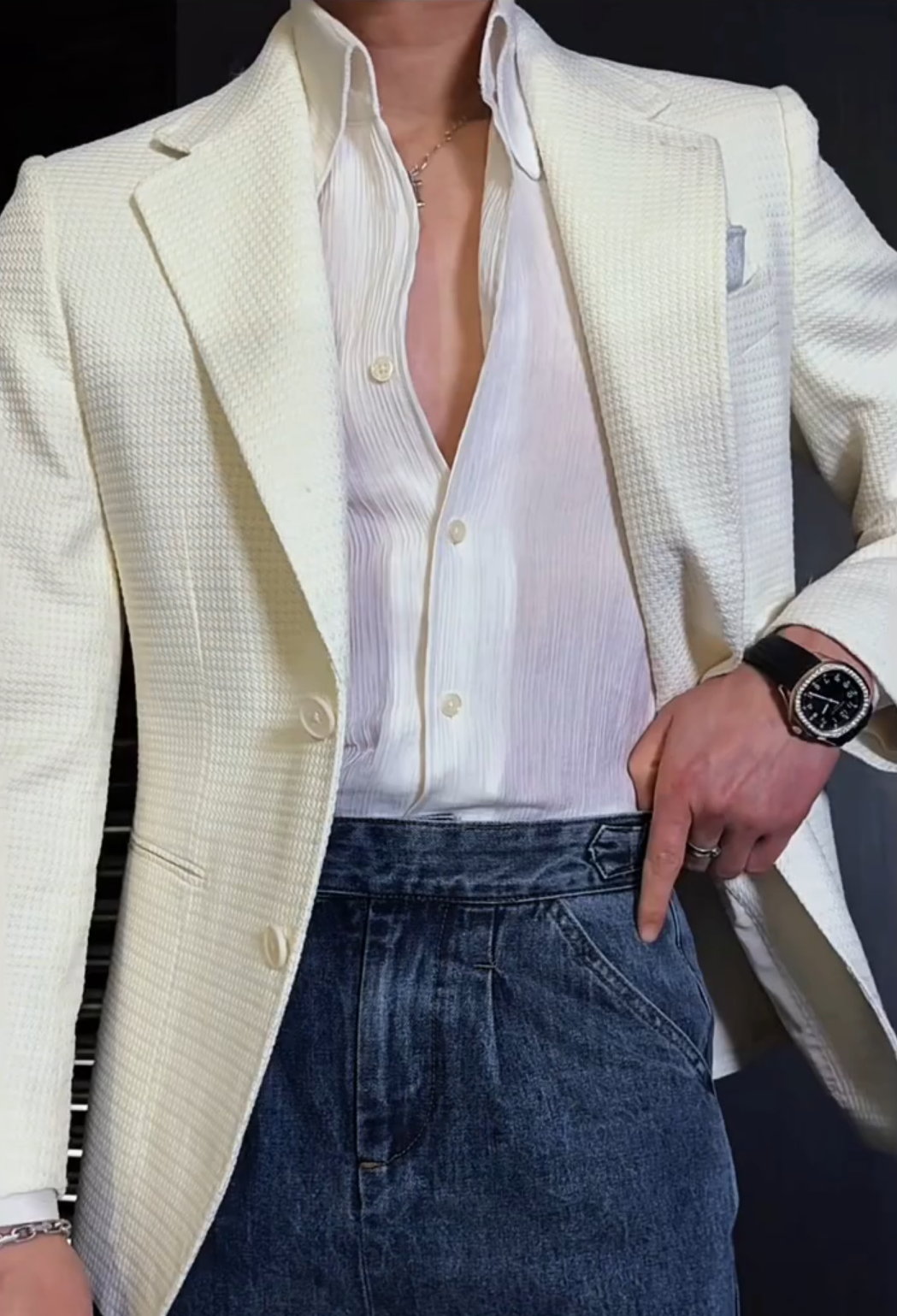 Casual waffle blazer