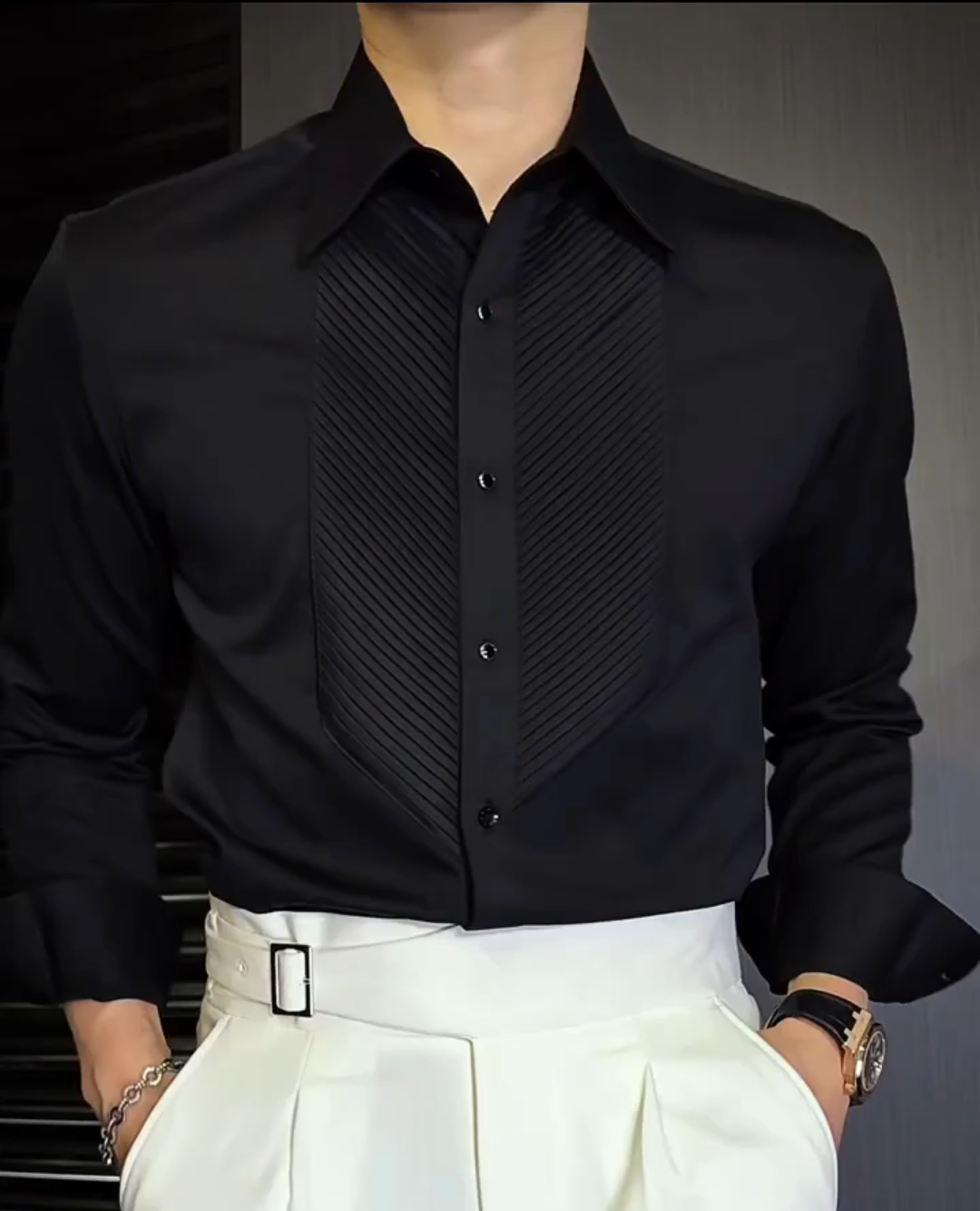 Men's solid color high-end shirt