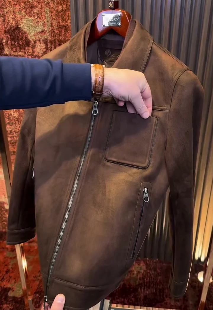 Brown suede leather jacket