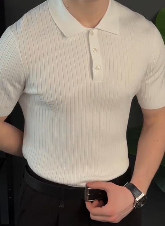 Knitted short-sleeved top