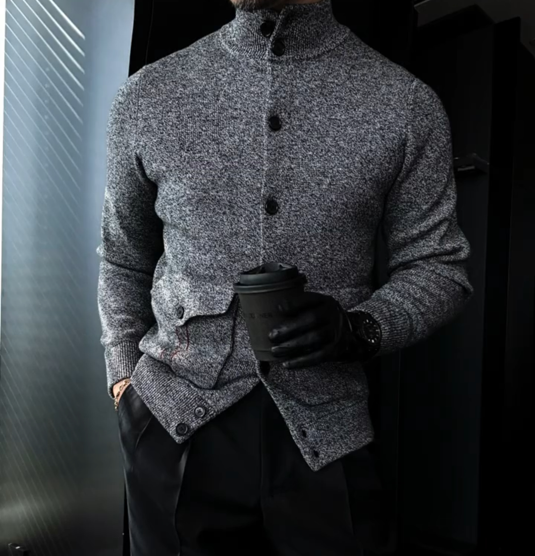 Stand-up collar cardigan