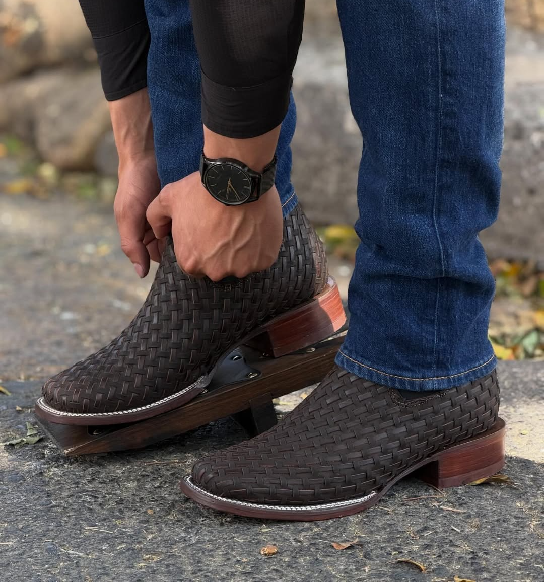Handcrafted Woven Leather Boots