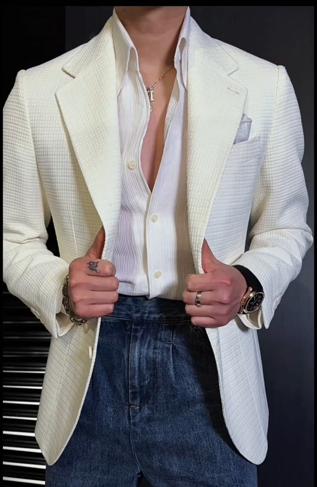 Casual waffle blazer