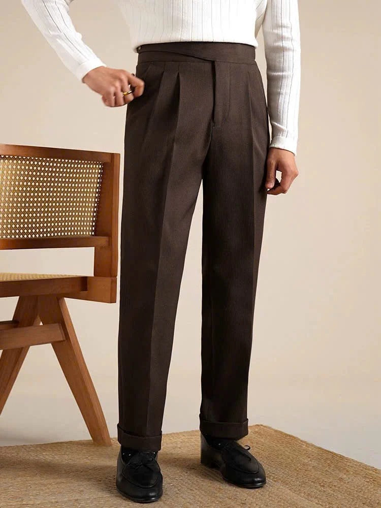 High-waisted draped trousers