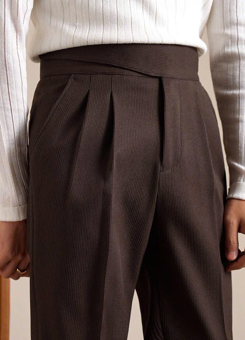 High-waisted draped trousers