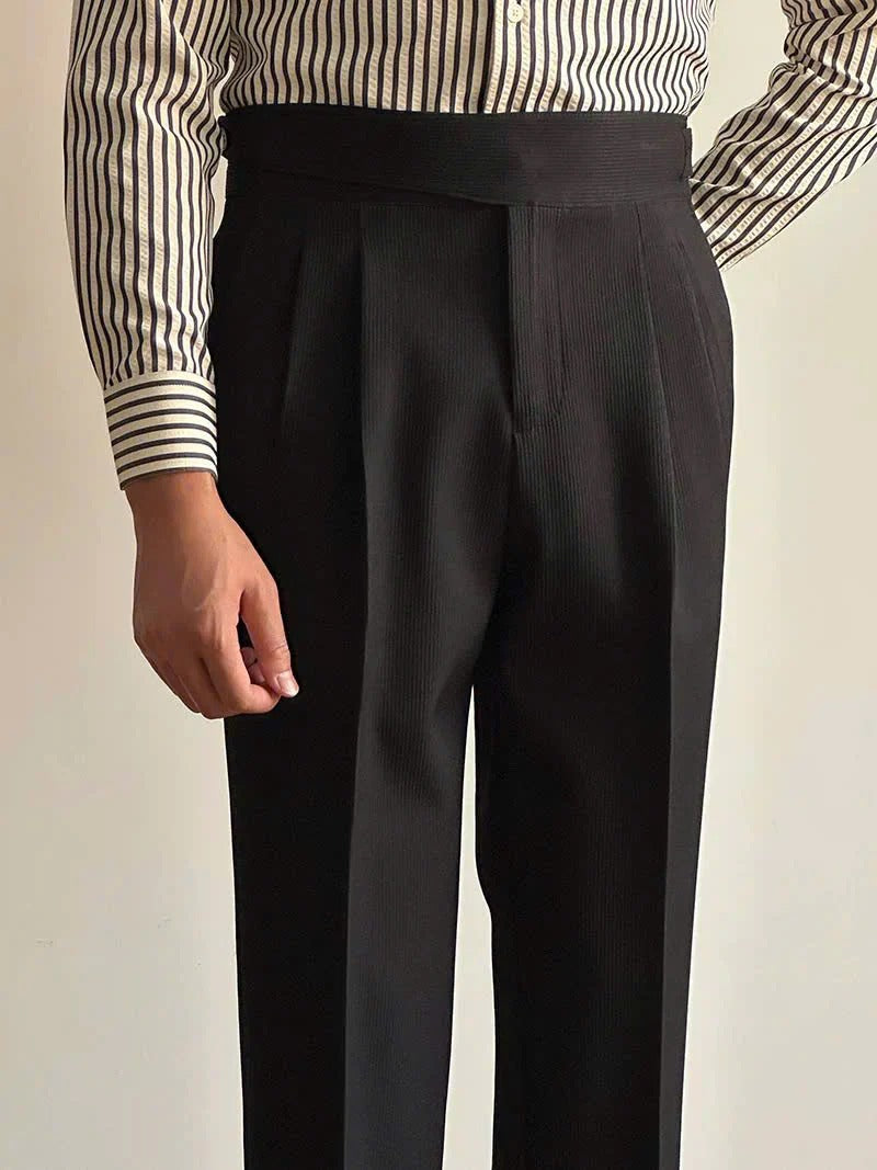 High-waisted draped trousers